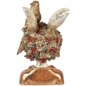 Clayre & Eef 6PR5090 Dekorácia Busta králika biele zlato 22x22x34 cm