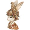 Clayre & Eef 6PR5090 Dekorácia Busta králika biele zlato 22x22x34 cm
