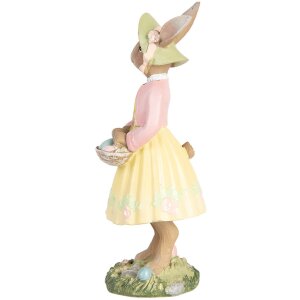 Clayre & Eef Dekoratívny králik béžová žltá 5x6x12 cm Veľkonočná dekorácia Polyresin