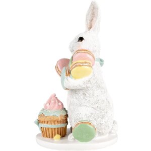 Clayre & Eef dekorácia Králik biely ružový 13x15x25 cm veľkonočná dekorácia