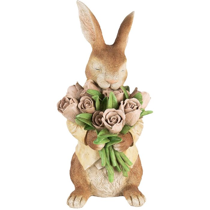 Clayre & Eef Dekorácie Králik Polyresin Brown Beige 19x23x39 cm Country House