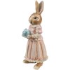 Clayre & Eef Dekorácia Králik Polyresin Hnedá Ružová 11x11x26 cm Country štýl