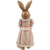 Clayre & Eef Dekorácia Králik Polyresin Hnedá Ružová 11x11x26 cm Country štýl