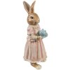 Clayre & Eef Dekorácia Králik Polyresin Hnedá Ružová 11x11x26 cm Country štýl