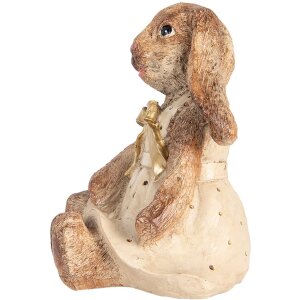 Clayre & Eef Dekoratívny králik Polyresin hnedý béžový zlatý 16x14x18 cm
