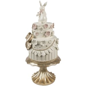 Clayre & Eef Dekoratívna torta biela ružová zlatá Ø20cm H45cm Polyresin