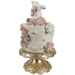Clayre & Eef Dekorácia Torta Ø 18x32 cm Biela ružovo zlatá veľkonočná dekorácia