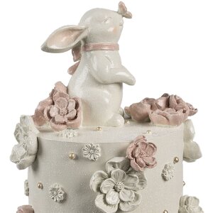 Clayre & Eef Dekorácia Torta Ø 18x32 cm Biela ružovo zlatá veľkonočná dekorácia