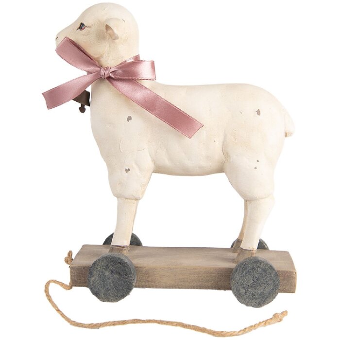 Clayre & Eef Dekoratívna figúrka Ovca vo vidieckom štýle Polyresin béžová hnedá 17x9x20 cm