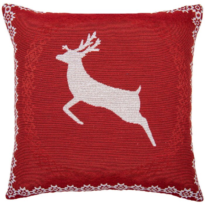 Clayre & Eef KT021.383 Obliečka na vankúš 44x44 cm Červená Biela Vzor soba