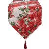 Bežec na stôl Clayre & Eef 33x180 cm poinsettias vo vidieckom štýle červená zelená