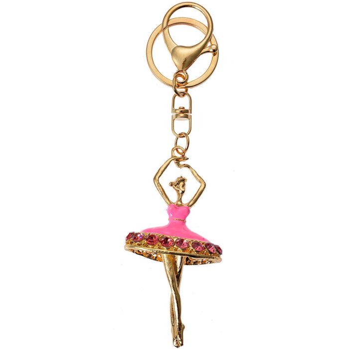 Juleeze JZKC0188 Prívesok na kľúče Ballerina Gold Pink 4x2x8 cm