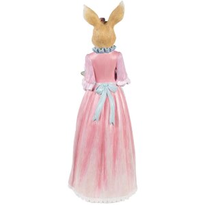 Clayre & Eef Dekorácie Králik béžová ružová 22x20x58 cm Polyresinová veľkonočná figúrka