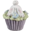 Clayre & Eef 6PR5169 Dekoratívny králik bielo fialovo zelený Ø11x12cm Polyresin