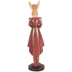 Clayre & Eef Dekoratívny králik 48 cm Béžová červená veľkonočná dekorácia Polyresin Country Style