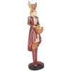 Clayre & Eef Dekoratívny králik 48 cm Béžová červená veľkonočná dekorácia Polyresin Country Style