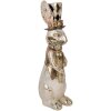 Clayre & Eef Dekoratívny králik Biele zlato 14x11x38 cm Polyresin Elegantný