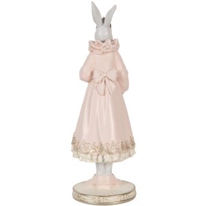 Clayre & Eef Dekoratívny králik bielo-ružový 31 cm Polyresinová romantická figúrka