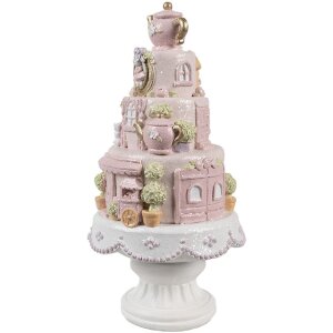 Clayre & Eef 6PR5166 Dekoratívna torta ružová biela Ø 13x27 cm Polyresin