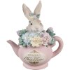 Clayre & Eef Dekoratívny džbán s motívom králika béžovo-ružový 13x8x14 cm Polyresin