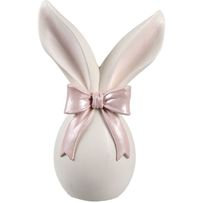 Clayre & Eef Dekoratívny králik bielo-ružový 12x8x18 cm Polyresin Veľká noc