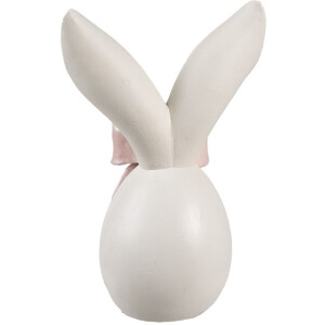 Clayre & Eef Dekoratívny králik bielo-ružový 12x8x18 cm Polyresin Veľká noc