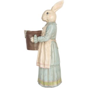 Clayre & Eef Dekoratívny králik Polyresin béžová modrá 23x17x46 cm Vintage štýl
