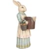 Clayre & Eef Dekoratívny králik Polyresin béžová modrá 23x17x46 cm Vintage štýl