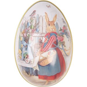 Clayre & Eef Dekoratívne vajíčko Iron White Pink 8x13 cm Nostalgická veľkonočná dekorácia
