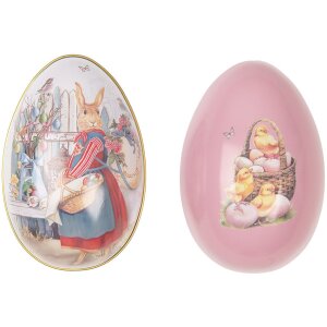 Clayre & Eef Dekoratívne vajíčko Iron White Pink 8x13 cm Nostalgická veľkonočná dekorácia
