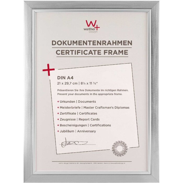 Walther Beyond design rám 21x29,7 cm strieborné číre sklo MDF zadný panel