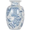Clayre & Eef 6CE2100 Váza bielo modrá Ø 14x23 cm Keramika so vzorom