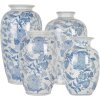 Clayre & Eef 6CE2100 Váza bielo modrá Ø 14x23 cm Keramika so vzorom