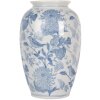 Clayre & Eef 6CE2102 Keramická váza bielo-modrá Ø 17x27 cm Botanický štýl