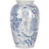 Clayre & Eef 6CE2102 Keramická váza bielo-modrá Ø 17x27 cm Botanický štýl