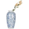 Clayre & Eef 6CE2103 Keramická váza bielo-modrá Ø 19x37 cm