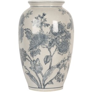 Clayre & Eef 6CE2074 Váza biela modrá Ø17 cm Výška 27 cm