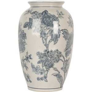 Clayre & Eef 6CE2074 Váza biela modrá Ø17 cm Výška 27 cm