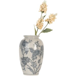 Clayre & Eef 6CE2074 Váza biela modrá Ø17 cm Výška 27 cm