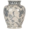 Clayre & Eef 6CE2076 Váza bielo-modrá Ø 23x29 cm keramika s kvetinovým vzorom