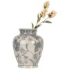 Clayre & Eef 6CE2076 Váza bielo-modrá Ø 23x29 cm keramika s kvetinovým vzorom