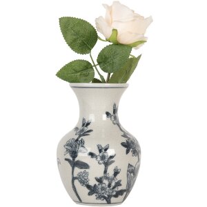 Clayre & Eef 6CE2077 Váza bielo-modrá Ø 10x16 cm Keramický boho dizajn