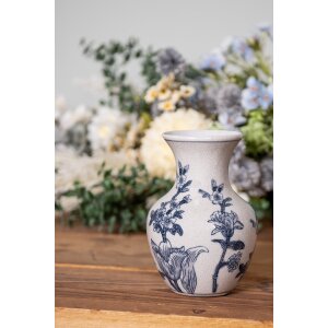 Clayre & Eef 6CE2077 Váza bielo-modrá Ø 10x16 cm Keramický boho dizajn