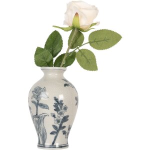 Clayre & Eef 6CE2078 Váza bielo-modrá Ø 9x15 cm Keramický dizajn Vintage