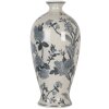 Clayre & Eef 6CE2079 Váza bielo-modrá Ø 21x44 cm keramika s kvetinovým vzorom