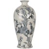 Clayre & Eef 6CE2079 Váza bielo-modrá Ø 21x44 cm keramika s kvetinovým vzorom