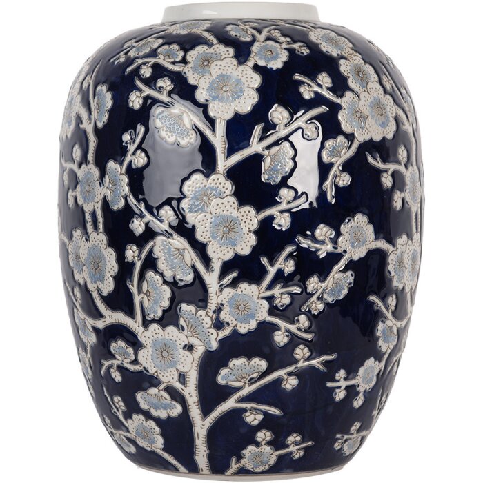 Clayre & Eef 6CE2083 Váza modro-biela Ø 24x30 cm Keramický retro vintage štýl