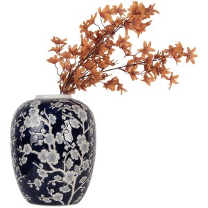 Clayre & Eef 6CE2083 Váza modro-biela Ø 24x30 cm Keramický retro vintage štýl