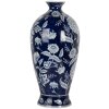 Clayre & Eef 6CE2087 Váza Modro-biela keramická váza Ø 21x42 cm