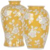 Clayre & Eef 6CE2089 Váza Retro keramická váza žltá biela Ø19xH32 cm